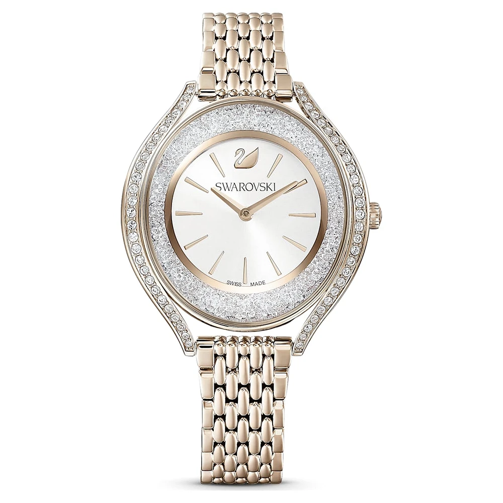 Crystalline aura watch, Swiss Made, Metal bracelet, Gold tone, Champagne gold-tone finish by SWAROVSKI