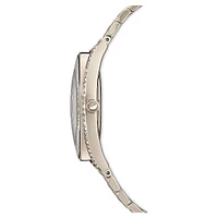 Crystalline aura watch, Swiss Made, Metal bracelet, Gold tone, Champagne gold-tone finish by SWAROVSKI