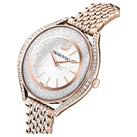 Crystalline aura watch, Swiss Made, Metal bracelet, Rose gold tone, Rose gold-tone finish by SWAROVSKI