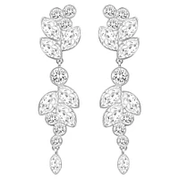 Diapason drop earrings, Mixed cuts, White, Rhodium plated by SWAROVSKI