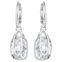 Holding drop earrings, White, Rhodium plated by SWAROVSKI