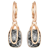 Holding drop earrings, Grey, Rose gold-tone plated by SWAROVSKI