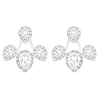 Latisha earring jackets, Pear cut, White, Rhodium plated by SWAROVSKI