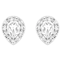 Latisha earring jackets, Pear cut, White, Rhodium plated by SWAROVSKI