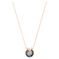 Bella V pendant, Round cut, Grey, Rose gold-tone plated by SWAROVSKI