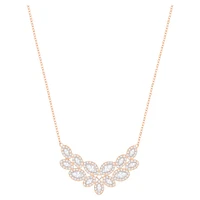 Baron necklace, Leaf, White, Rose gold-tone plated by SWAROVSKI