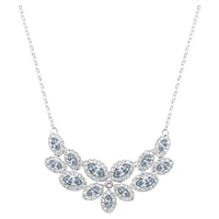 Baron necklace, Leaf, Grey, Rhodium plated by SWAROVSKI