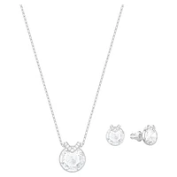 Bella V set, Round cut, White, Rhodium plated by SWAROVSKI