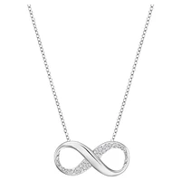 Exist pendant, Infinity, White, Rhodium plated by SWAROVSKI
