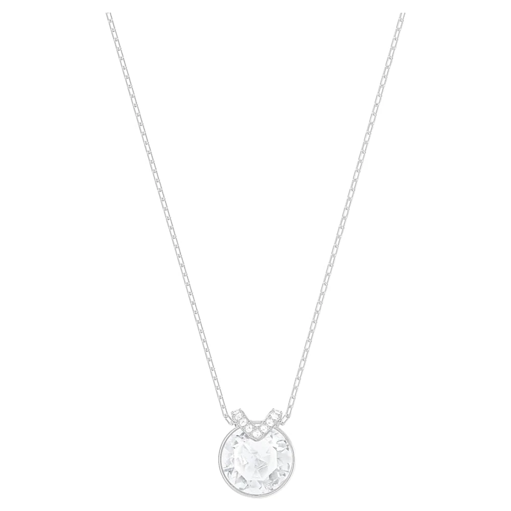 Bella V pendant, Round cut, White, Rhodium plated by SWAROVSKI