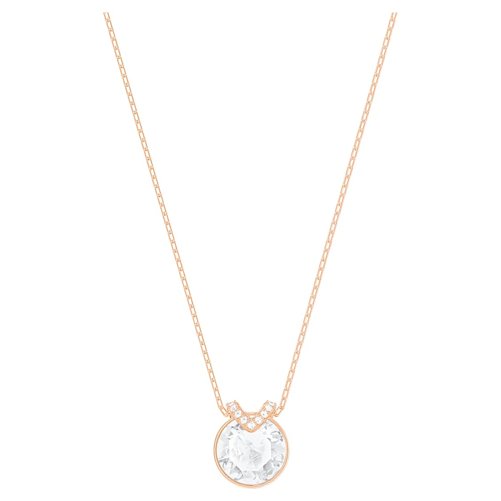 Bella V pendant, Round cut, White, Rose gold-tone plated by SWAROVSKI