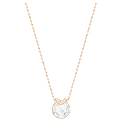 Bella V pendant, Round cut, White, Rose gold-tone plated by SWAROVSKI