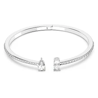 Mesmera Attract cuff, Mixed cuts, White, Rhodium plated by SWAROVSKI