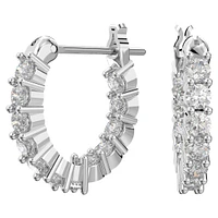 Vittore hoop earrings, Round cut, White, Rhodium plated by SWAROVSKI