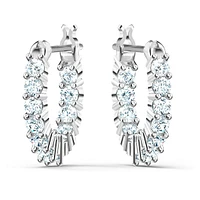 Vittore hoop earrings, Round cut, White, Rhodium plated by SWAROVSKI