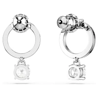 Attract hoop earrings, Round cut, White, Rhodium plated by SWAROVSKI