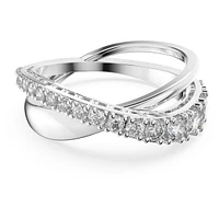 Twist ring, Round cut, White, Rhodium plated by SWAROVSKI