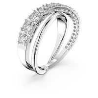 Twist ring, Round cut, White, Rhodium plated by SWAROVSKI