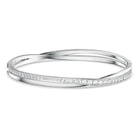 Twist bangle, White, Rhodium plated by SWAROVSKI