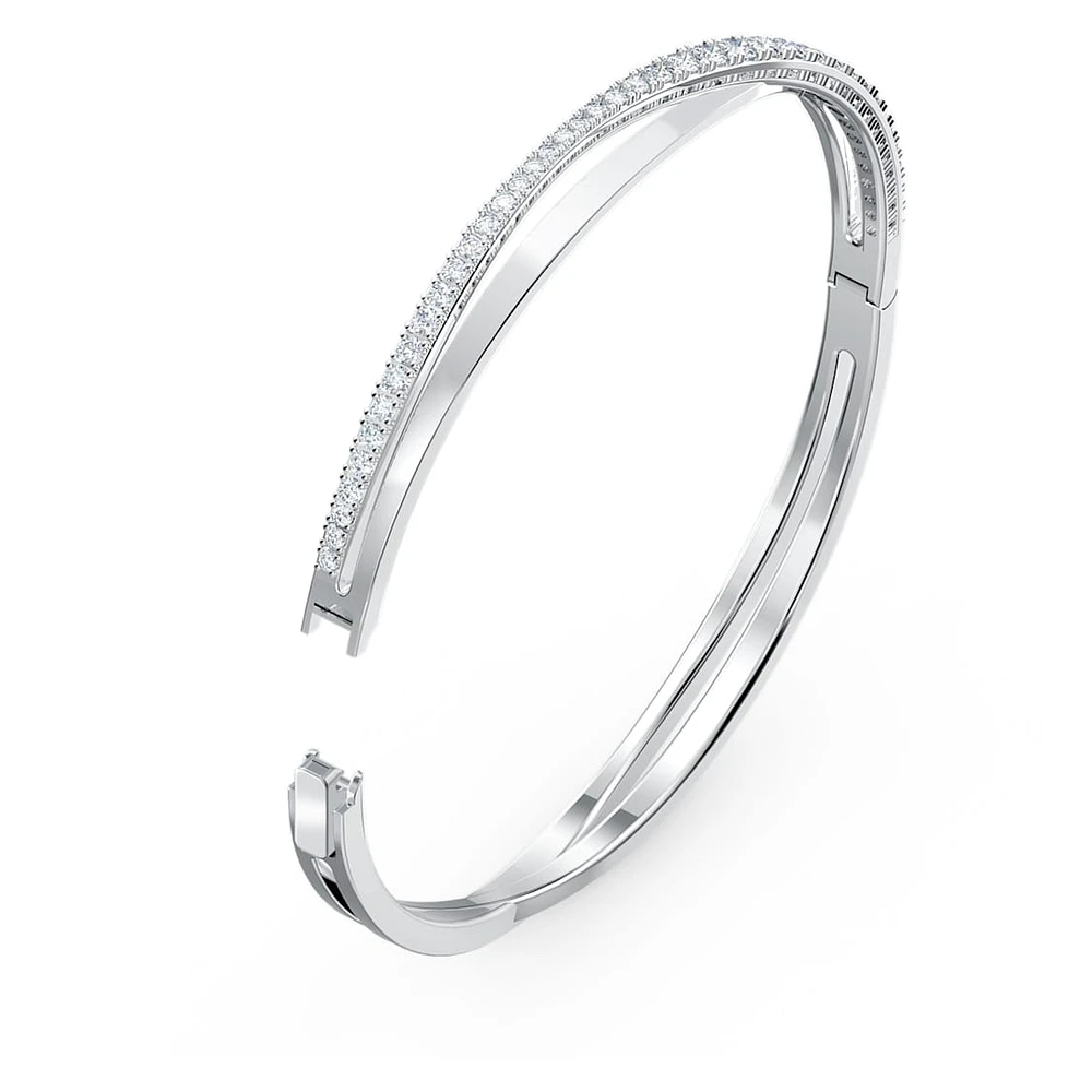 Twist bangle, White, Rhodium plated by SWAROVSKI