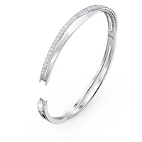 Twist bangle, White, Rhodium plated by SWAROVSKI