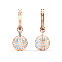 Ginger drop earrings, White, Rose gold-tone plated by SWAROVSKI