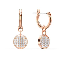 Ginger drop earrings, White, Rose gold-tone plated by SWAROVSKI