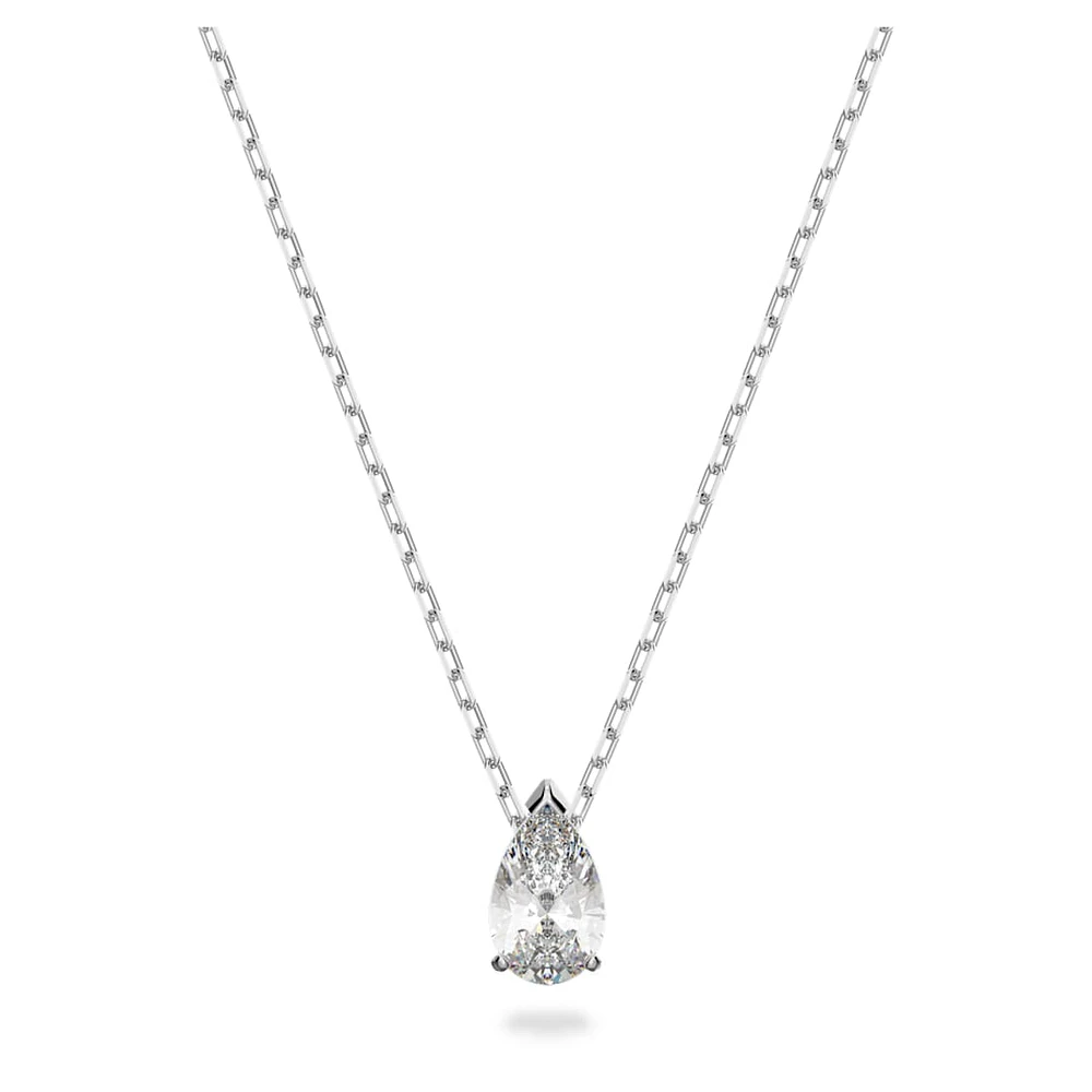 Attract set, Pear cut, White, Rhodium plated by SWAROVSKI