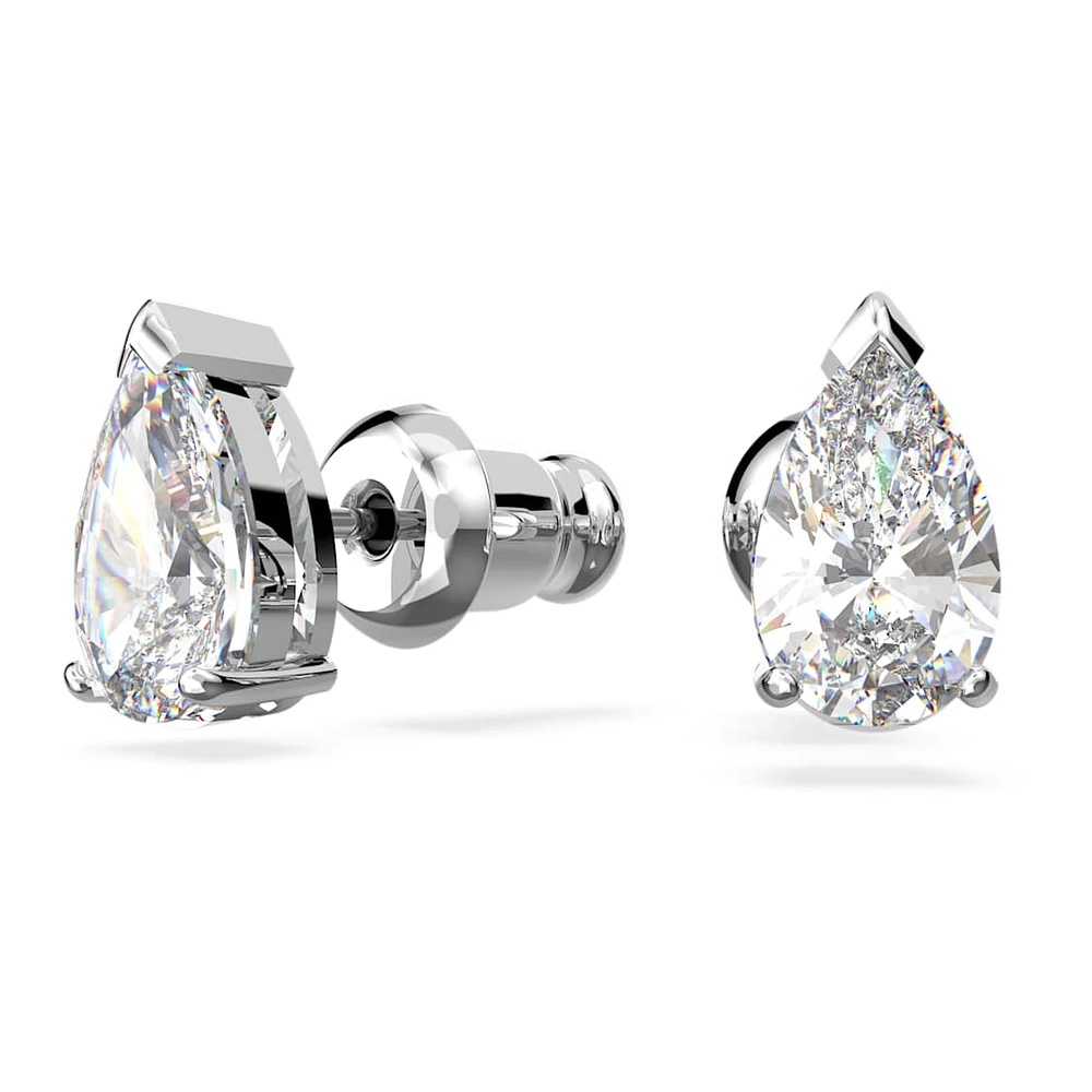 Attract set, Pear cut, White, Rhodium plated by SWAROVSKI