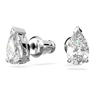Attract set, Pear cut, White, Rhodium plated by SWAROVSKI
