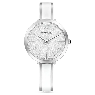 Crystalline delight watch, Swiss Made, Metal bracelet, White, Stainless steel by SWAROVSKI