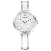 Crystalline delight watch, Swiss Made, Metal bracelet, White, Stainless steel by SWAROVSKI