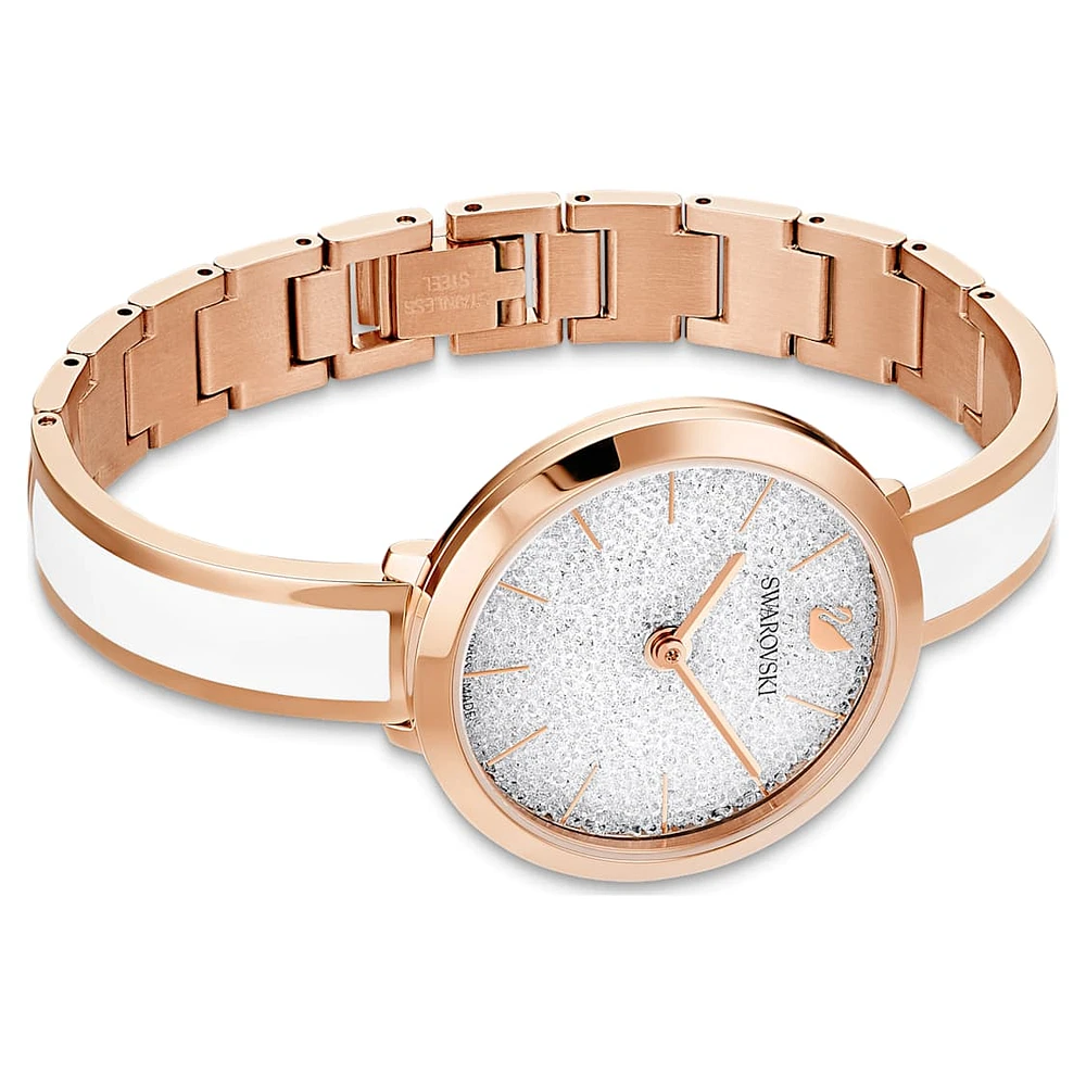Crystalline delight watch, Swiss Made, Metal bracelet, White
