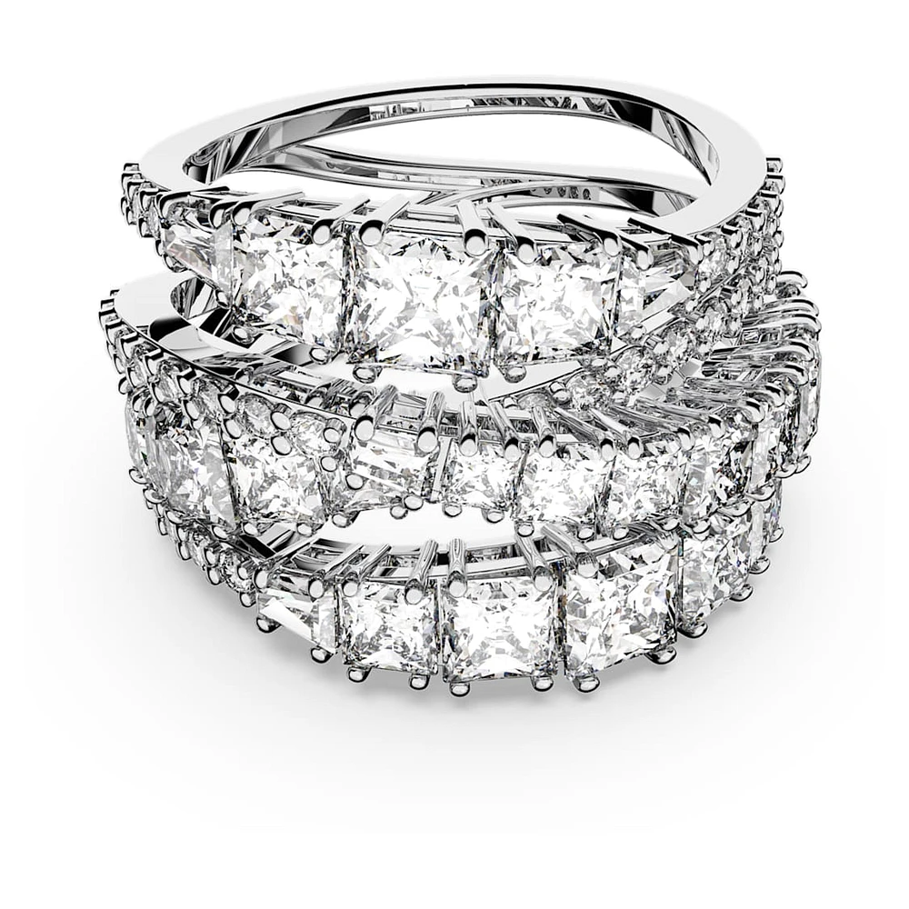 Twist Wrap ring, Mixed cuts, White, Rhodium plated by SWAROVSKI