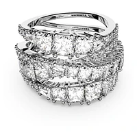 Twist Wrap ring, Mixed cuts, White, Rhodium plated by SWAROVSKI