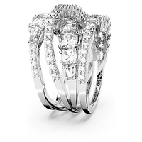 Twist Wrap ring, Mixed cuts, White, Rhodium plated by SWAROVSKI