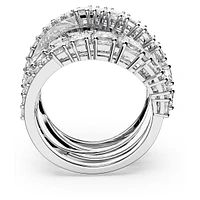 Twist Wrap ring, Mixed cuts, White, Rhodium plated by SWAROVSKI
