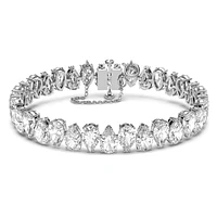 Millenia Tennis bracelet, Pear cut, White, Rhodium plated by SWAROVSKI