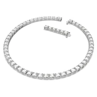 Millenia Tennis necklace, Square cut, White, Rhodium plated by SWAROVSKI