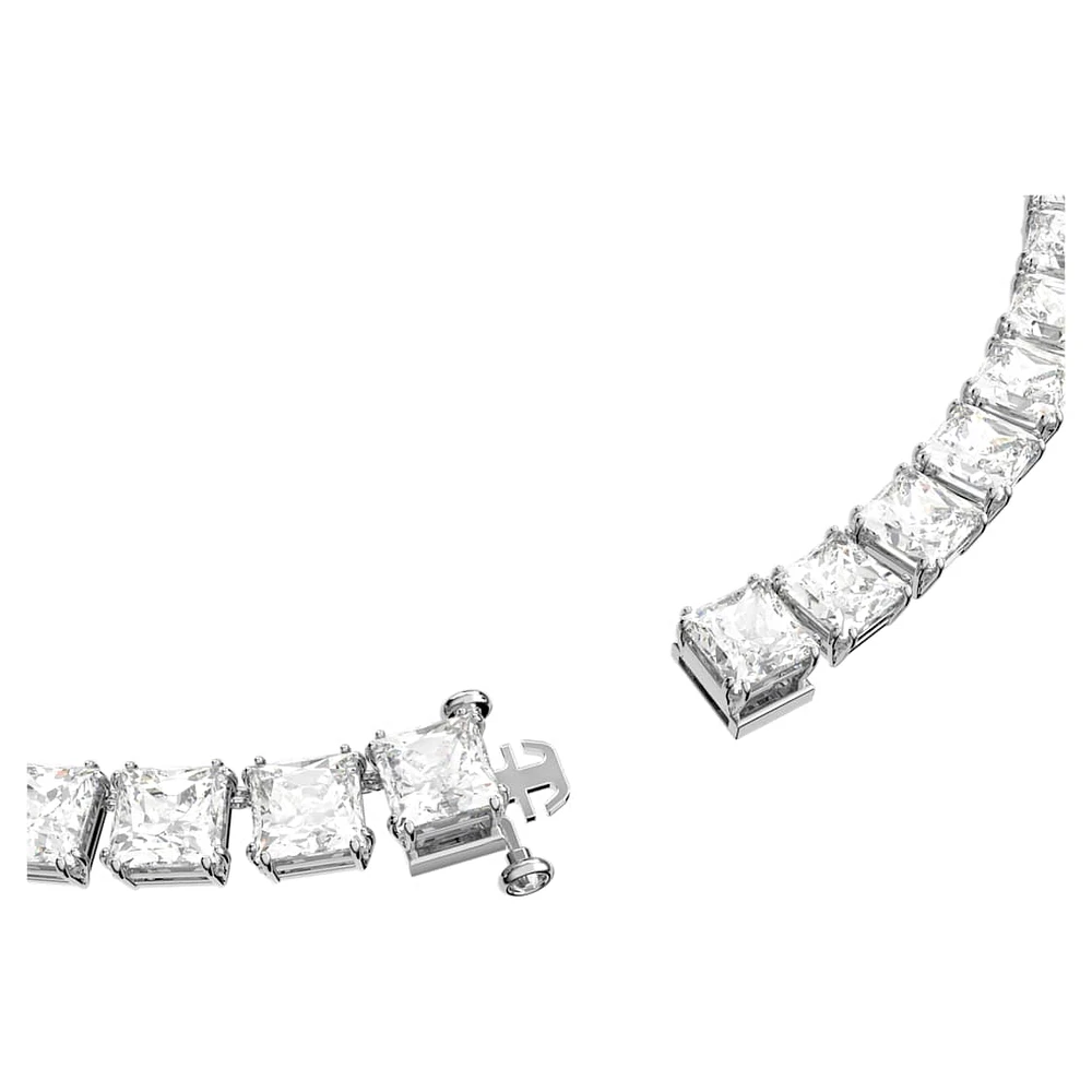 Millenia Tennis necklace, Square cut, White, Rhodium plated by SWAROVSKI
