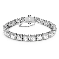 Millenia bracelet, Square cut, Small, White, Rhodium plated by SWAROVSKI