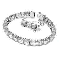 Millenia bracelet, Square cut, Small, White, Rhodium plated by SWAROVSKI