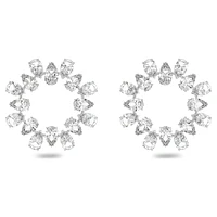 Millenia hoop earrings, Pear cut, White, Rhodium plated by SWAROVSKI