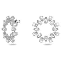 Millenia hoop earrings, Pear cut, White, Rhodium plated by SWAROVSKI