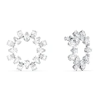 Millenia hoop earrings, Pear cut, White, Rhodium plated by SWAROVSKI