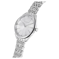 Attract watch, Swiss Made, Pavé, Metal bracelet, Silver tone, Stainless steel by SWAROVSKI
