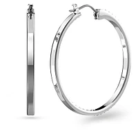 Sommerset hoop earrings, White, Rhodium plated by SWAROVSKI