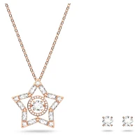 Stella set, Mixed cuts, Star, White, Rose gold-tone plated by SWAROVSKI