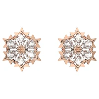 Magic stud earrings, Snowflake, White, Rose gold-tone plated by SWAROVSKI