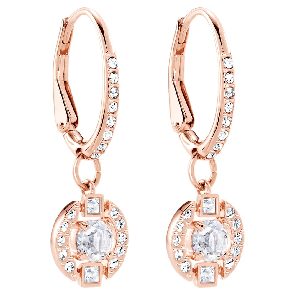 Swarovski Sparkling Dance drop earrings, Round cut, Pavé, White, Rose gold-tone plated by SWAROVSKI
